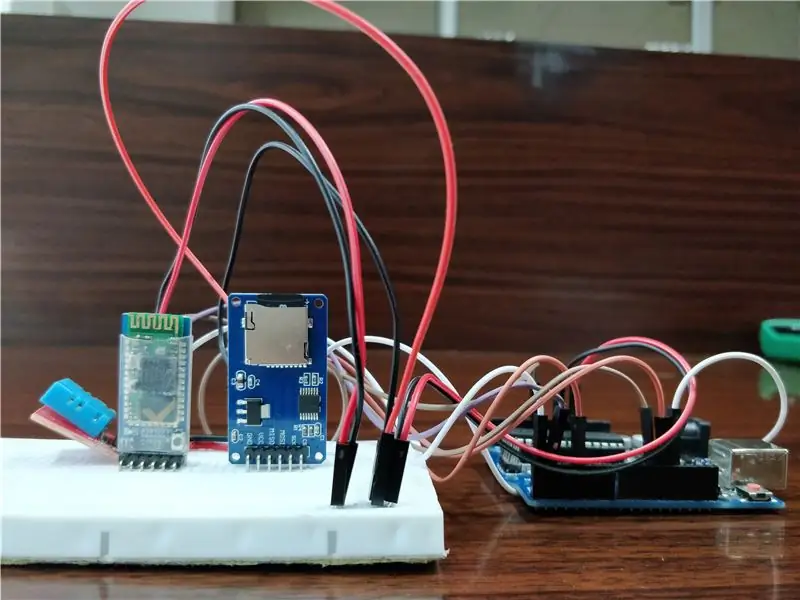 Rejestrator temperatury i wilgotności z Arduino na telefon z Androidem z modułem karty SD przez Bluetooth