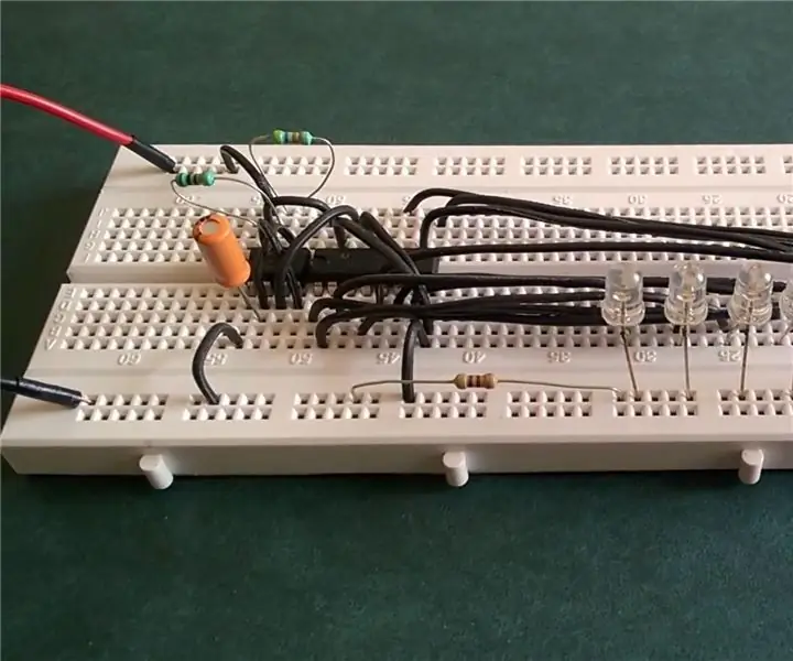 Circuito eletrônico de LED Chaser usando 555 Timer IC: 20 etapas