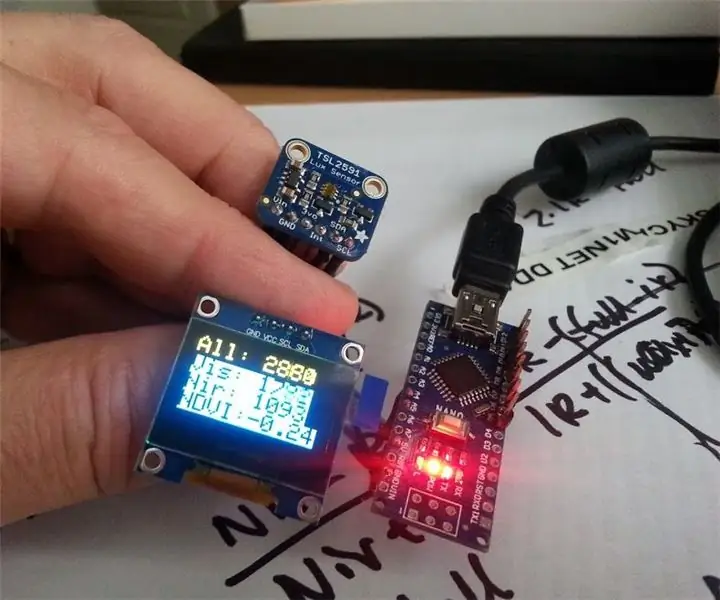 128x64 žlutá/modrá OLED pro Arduino Nano, s kroky TSL2591: 3