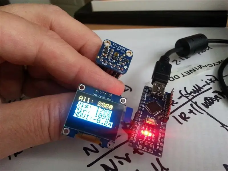 OLED 128x64 jaune/bleu pour Arduino Nano, avec TSL2591