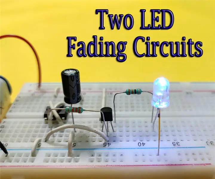 Dois circuitos de desvanecimento de LED -- 555 IC ou transistor: 3 etapas