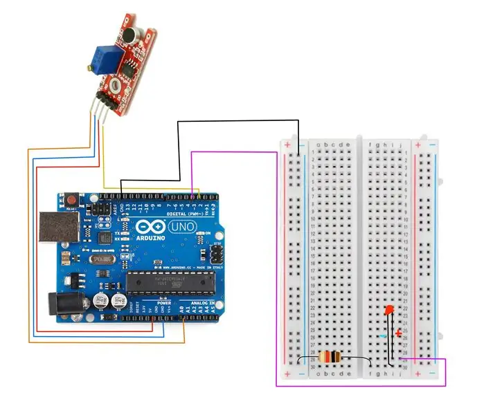 Koble til Arduino, brødbrett og lydsensor