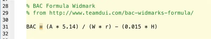 Zdefiniuj równanie, aby obliczyć BAC