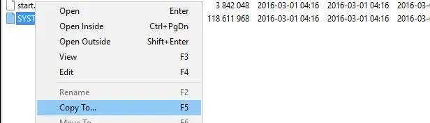 Poiščite datoteko in jo izvlecite