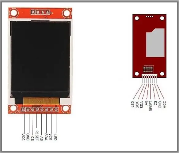 Display pinout TFT da 1,8 ''