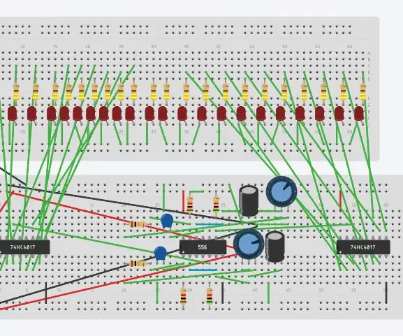 Masa 556 Menyediakan Input Jam kepada 2 Pembilang Dekad Yang Akan Memacu 20 LED: 6 Langkah