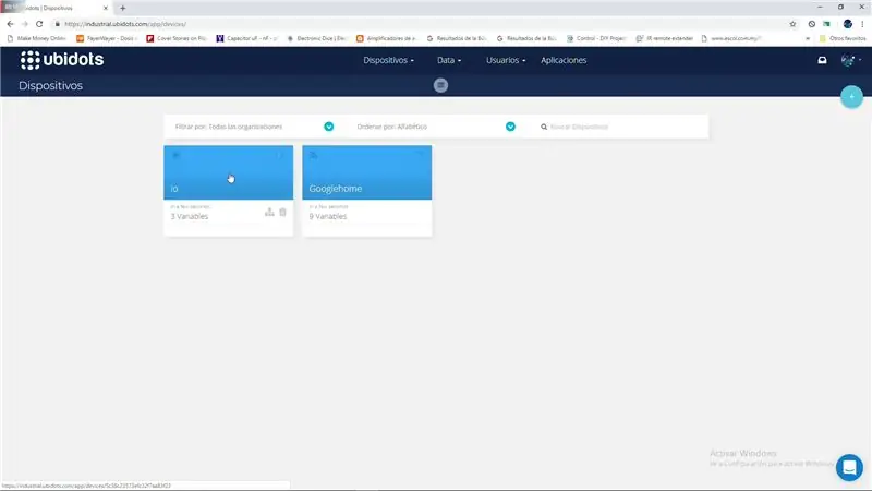 Configuración de la plataforma Ubidots