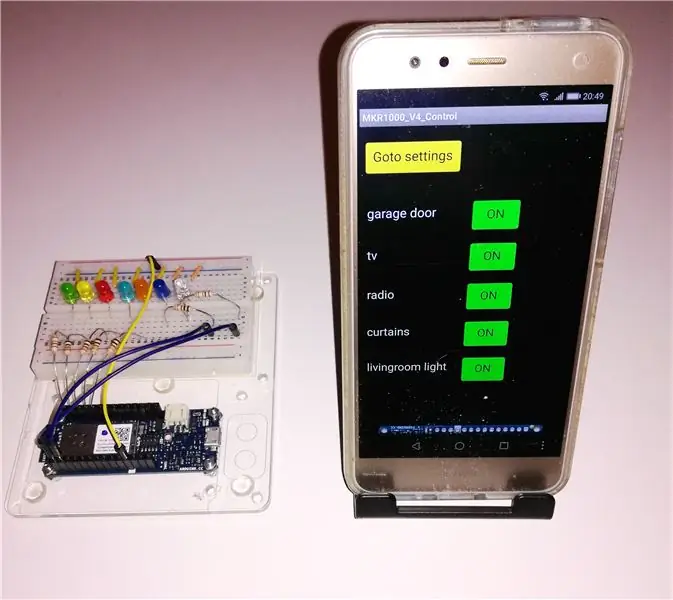 Arduino MKR1000 और M. I. T के साथ स्मार्ट होम। एंड्रॉइड ऐप