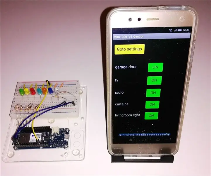 Išmanieji namai su „Arduino MKR1000“ir „M.I.T. „Android“programa: 4 žingsniai