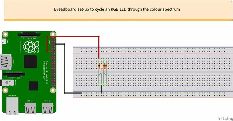 Txuas cov Cables rau Breadboard Ntu 2: Txuas Txuas Liab LED Ceg