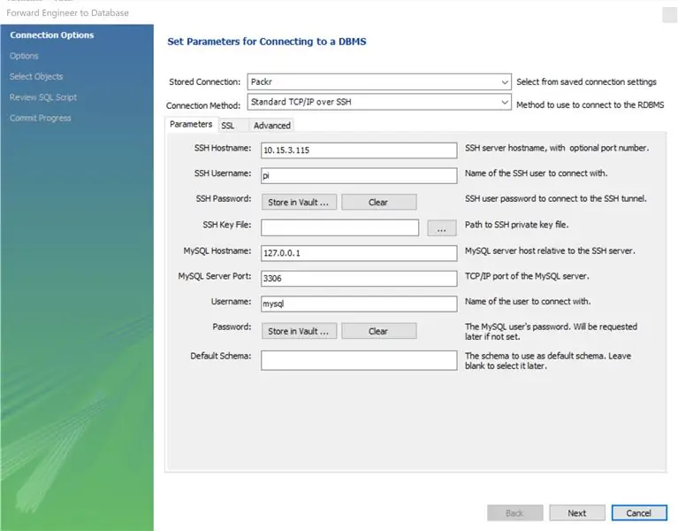 Configura il database