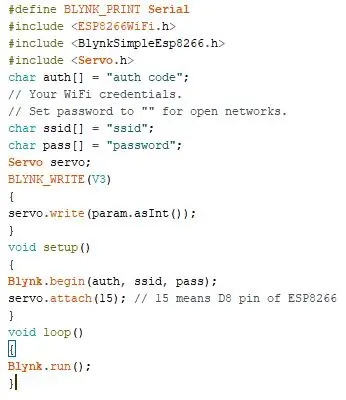 Kode og konfigurering av Blynk -applikasjon