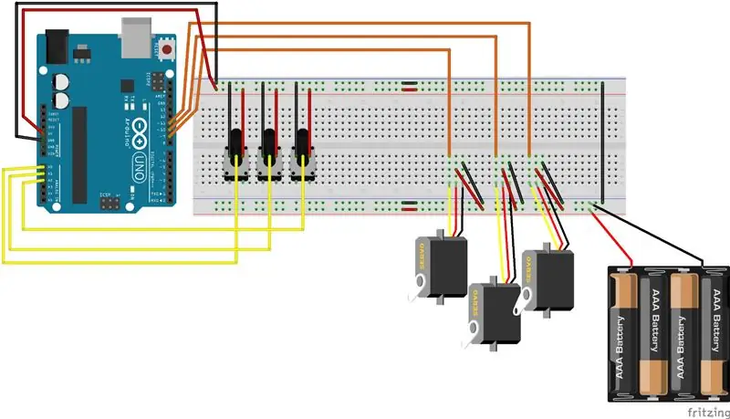 Controllo di 3 servomotori con 3 potenziometri e un Arduino