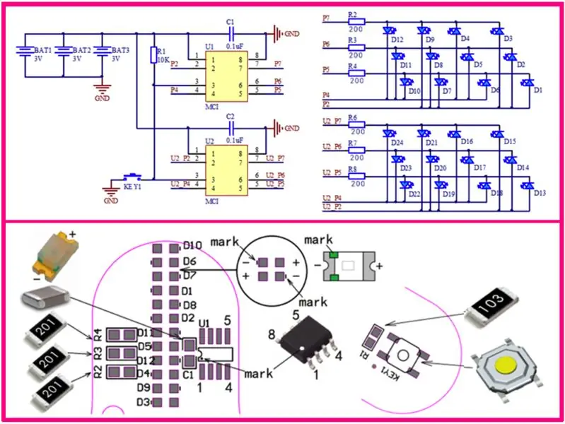 Kit LED Fidget Spinner - Esquema y PCB