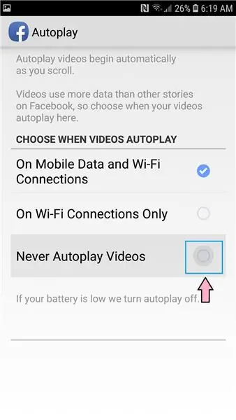 Videoları Hiçbir Zaman Otomatik Oynatmayı Seçin