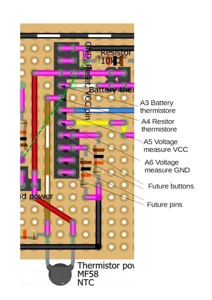 Platine: Thermistor und Messspannung