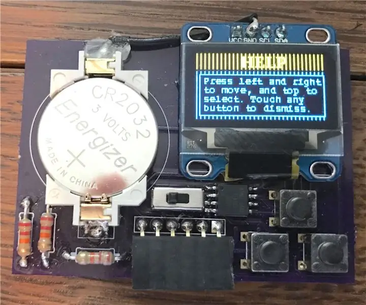 Business Card / Game Console: ATtiny85 at OLED Screen: 5 Hakbang (na may Mga Larawan)