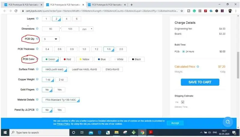 Odovzdanie súboru Gerber a nastavenie parametrov