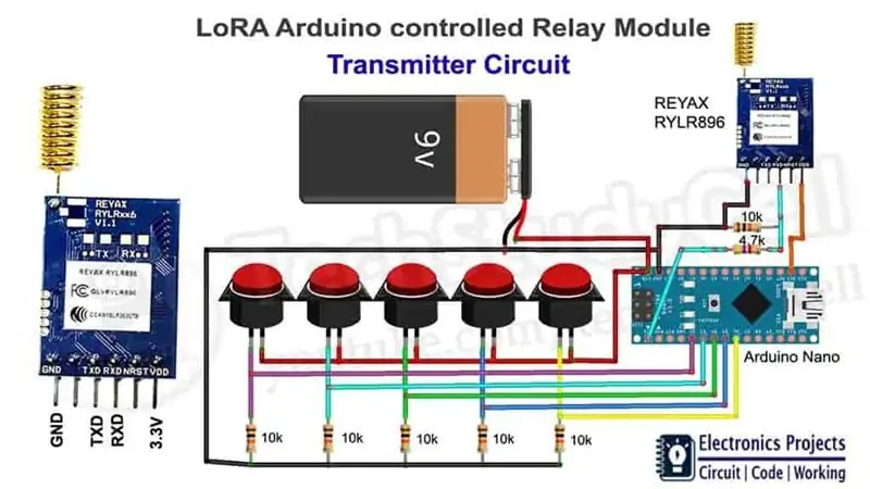 Adó LoRa Arduino áramkör