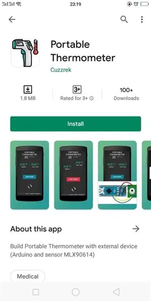 تثبيت التطبيق ترمومتر محمول من Playstore