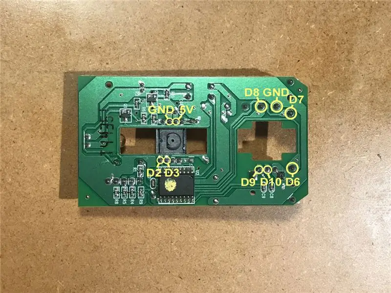 PCB in povezave senzorja miške