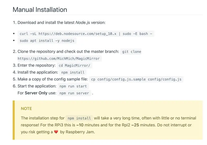 Raspbian და Magic Mirror დაყენება