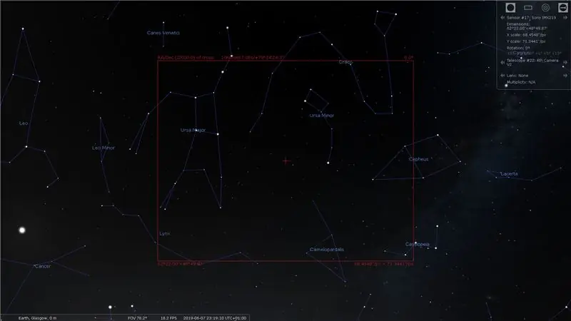 التحكم في Stellarium