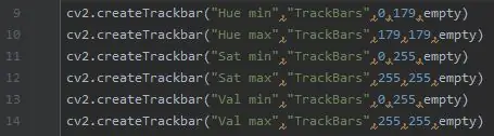 Kreiranje TrackBars za Hue, Saturation i Value