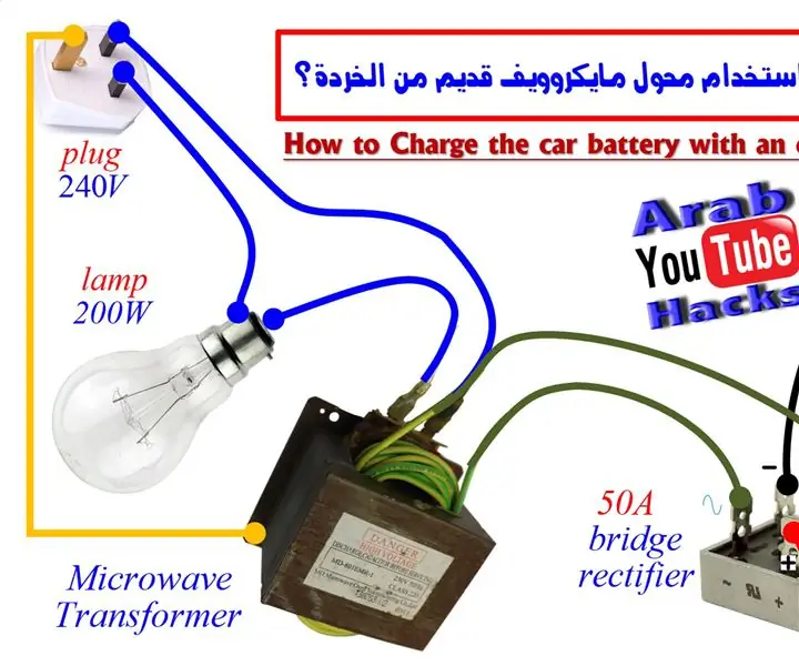 Mikrogolf transformator as batterylaaier: 6 stappe