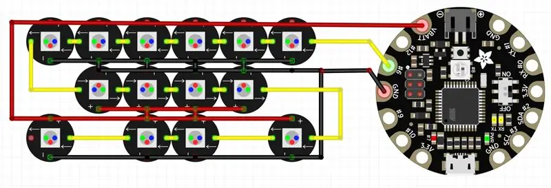 חבר את Neopixel Array ללוח פלורה