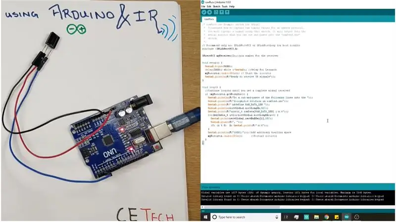 Pengekodan Arduino untuk Merakam Kod IR yang Dihantar oleh AC Remote