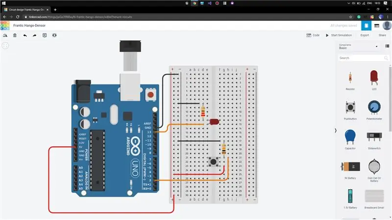 Tryck omkopplare till kontrollampa (Arduino)