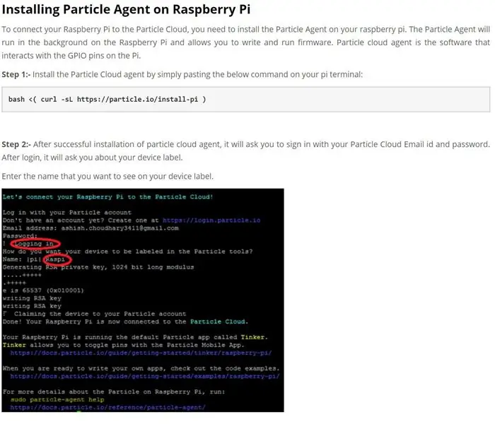 Installer l'agent de particules sur Raspberry PI