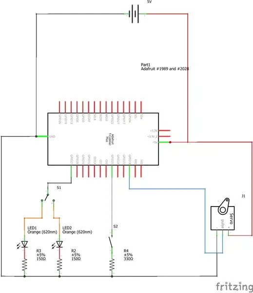 Servo, Leds, Buton și Comutator