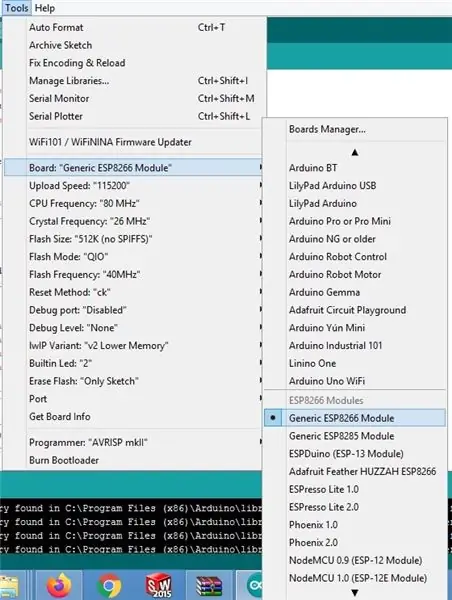 Dasturiy ta'minotni Esp8266 -ga yuklang