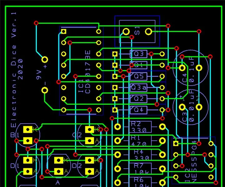 Elektroniskie kauliņi 555 taimeris 4017 Skaitītājs: 5 soļi