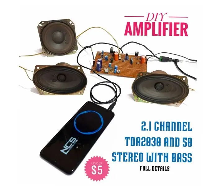 DIY 2.1 Class AB Hi-Fi Audio Amplifier - Sa ilalim ng $ 5: 10 Mga Hakbang (na may Mga Larawan)