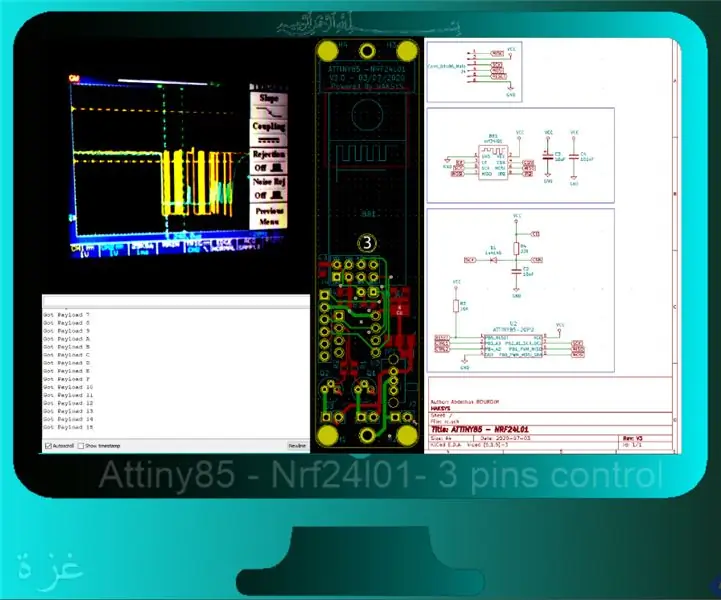 3 ATtiny85 Pin Kontrol - Nrf24L01 - التحكم لاثة ابيس : 7 Langkah