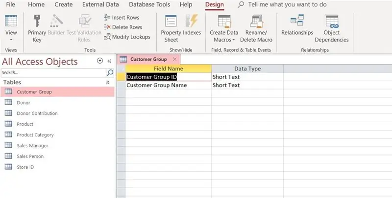 Haga clic con el botón derecho en la primera tabla que desea agregar a su base de datos relacional (aquí