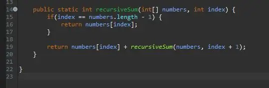 Rekursivt summering av en matrise i Java