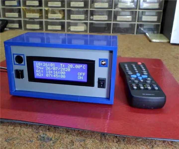 ساعة Arduino LCD كبيرة مع منبهين ومراقبة درجة الحرارة يتم التحكم فيها عن طريق جهاز التحكم عن بعد للتلفزيون IR: 5 خطوات