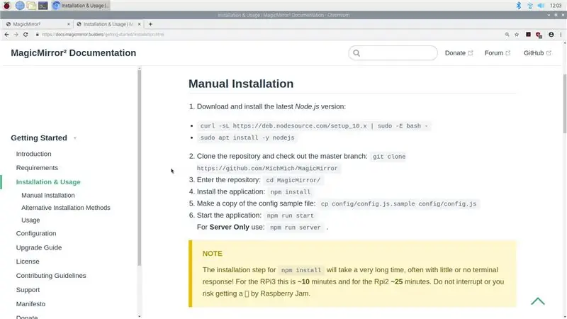 Pag-install at Pagpapasadya ng Magic Mirror Software