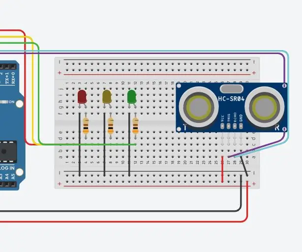 مدار سنسور فاصله التراسونیک TinkerCAD (کامپیوتر نهایی): 4 مرحله