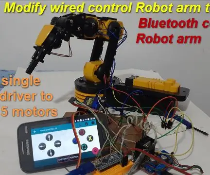 Bluetooth -robotarm met 'n enkele motorbestuurder: 3 stappe