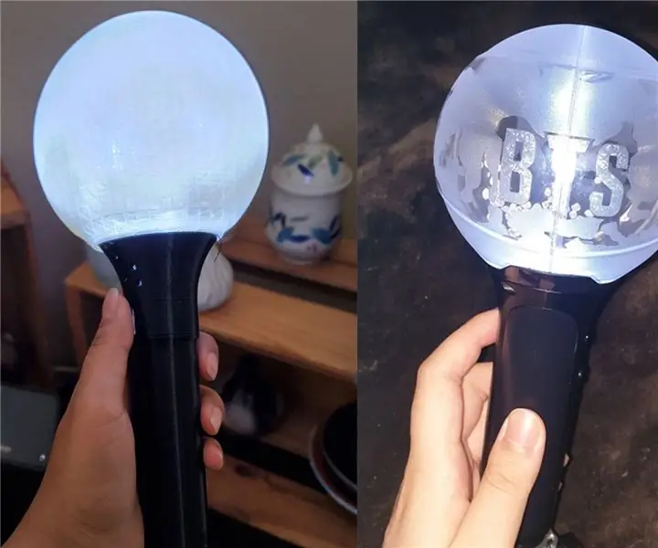 3D басылган BTS Light Stick Mp3 плеери менен: 10 кадам