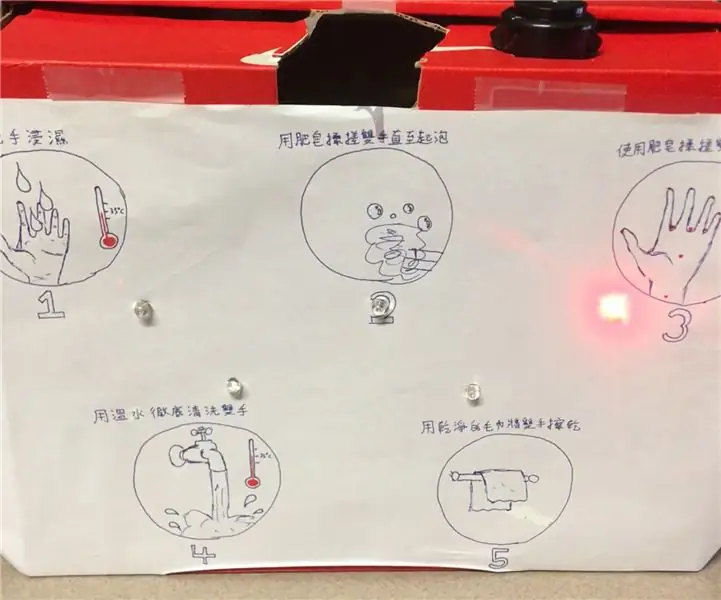 Màquina d'ensenyar els passos crítics per rentar-se les mans: 5 passos