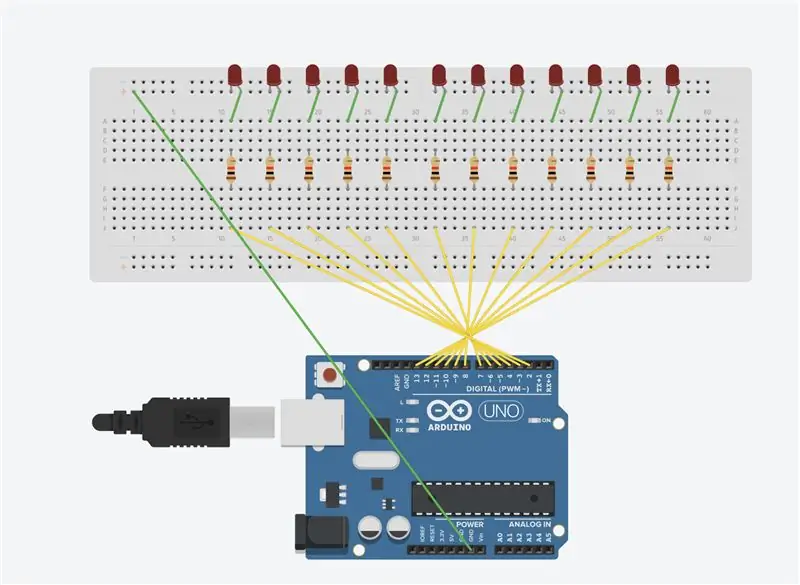 GND -ийг эерэг эгнээний LED гэрэлтэй холбоно уу