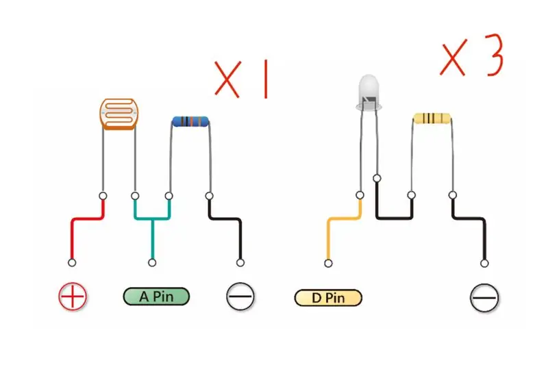 Bahagi 1 - Photoresistance + Yellow LEDs