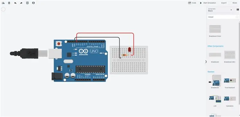 Led parpellejant mitjançant Arduino (TinkerCAD)