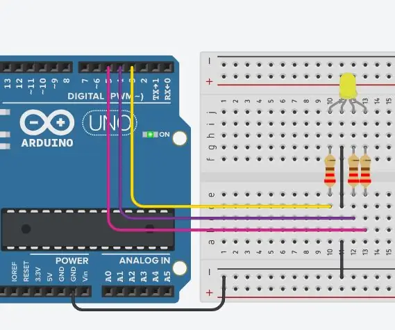 በ ‹TinkerCad› ላይ ከአርዱዲኖ ጋር የሚመራ RGB በይነገጽ -4 ደረጃዎች